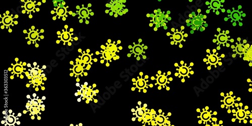 Dark green, yellow vector template with flu signs.