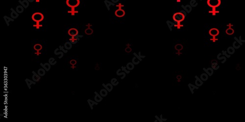 Dark Pink, Red vector texture with women's rights symbols.