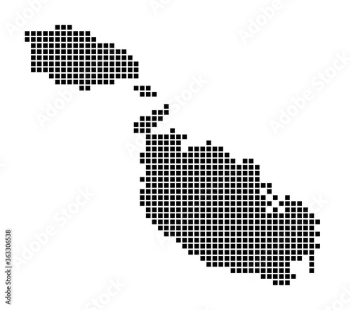 Malta map. Map of Malta in dotted style. Borders of the island filled with rectangles for your design. Vector illustration.
