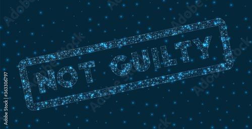 Not Guilty word in digital style. Glowing geometric Not Guilty badge. Classy vector illustration.