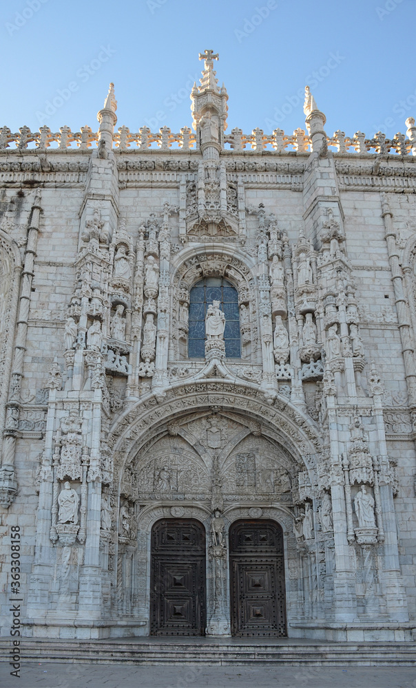 Monastery of Jeronimos (Mosteiro dos Jeronimos), manueline style, in Lisbon, Portugal.