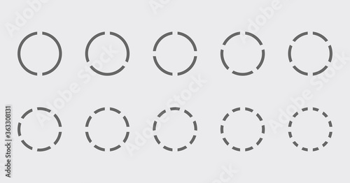 Circle chart section segments set vector diagram segments pie template. Circle segments set. Various number of sectors divide the circle on equal parts. From 2 to 10. Pie chart set. Diagram collection