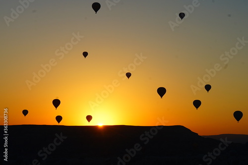hot air balloons at sunrise