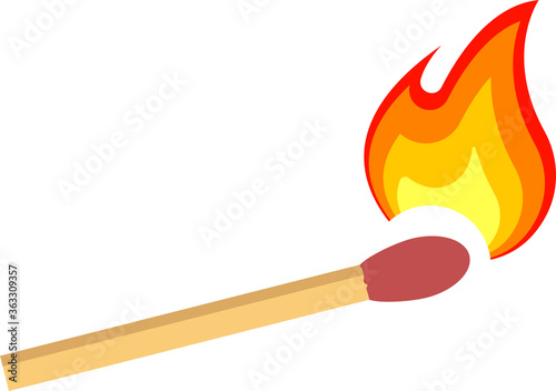 Fire on a match. Burning Fire. Warm. Ignition of a match