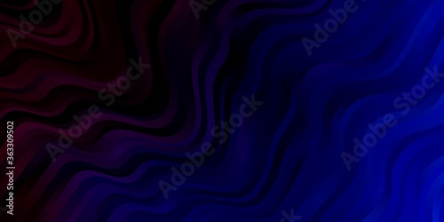 Dark Blue, Red vector backdrop with bent lines. Colorful abstract illustration with gradient curves. Smart design for your promotions.