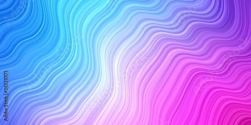 Light Pink, Blue vector pattern with curved lines.
