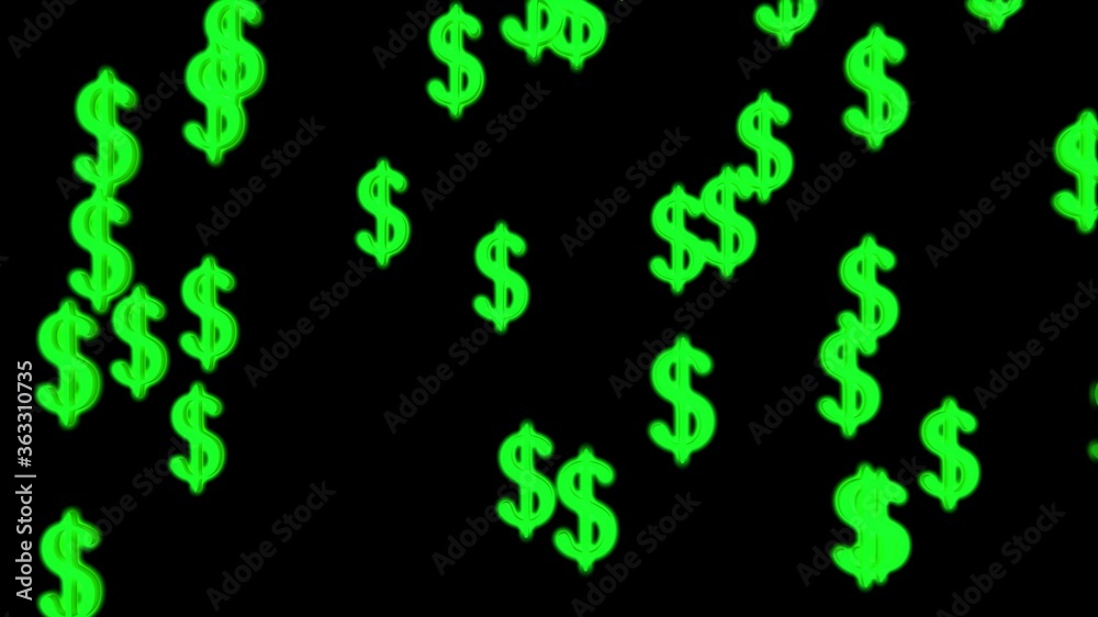 Green neon dollar symbol background. 3D rendering Green neon dollar symbol background. 3D rendering