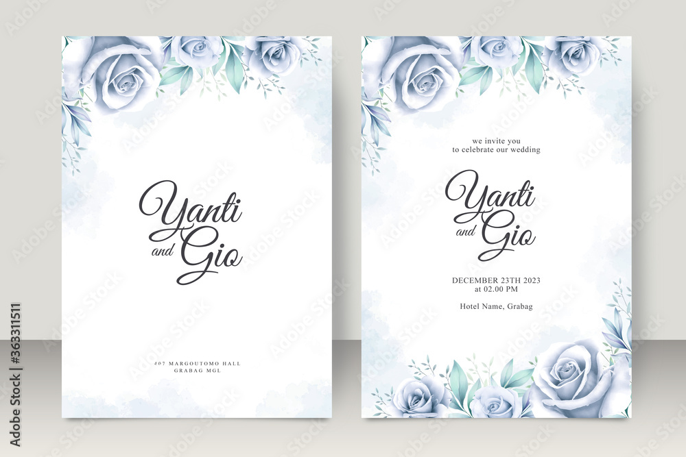 Elegant wedding card set template with beautiful floral watercolor