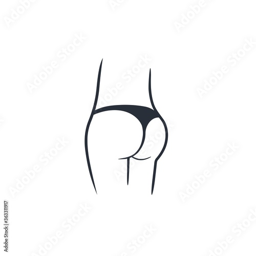 Sketch of woman Ass in a Bikini.  Line of the body. Vector  icon isolated on white background.