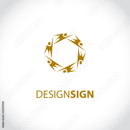 Social relationship logo and icon. Vector illustration abstract teamwork sign. Meeting together community concept. Logo identity design. Abstract vector logo union of people in the form of star