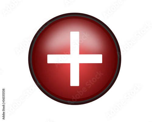 medical cross on the red button