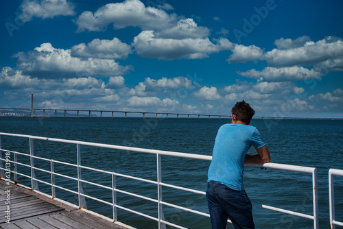 blue water and white clouds