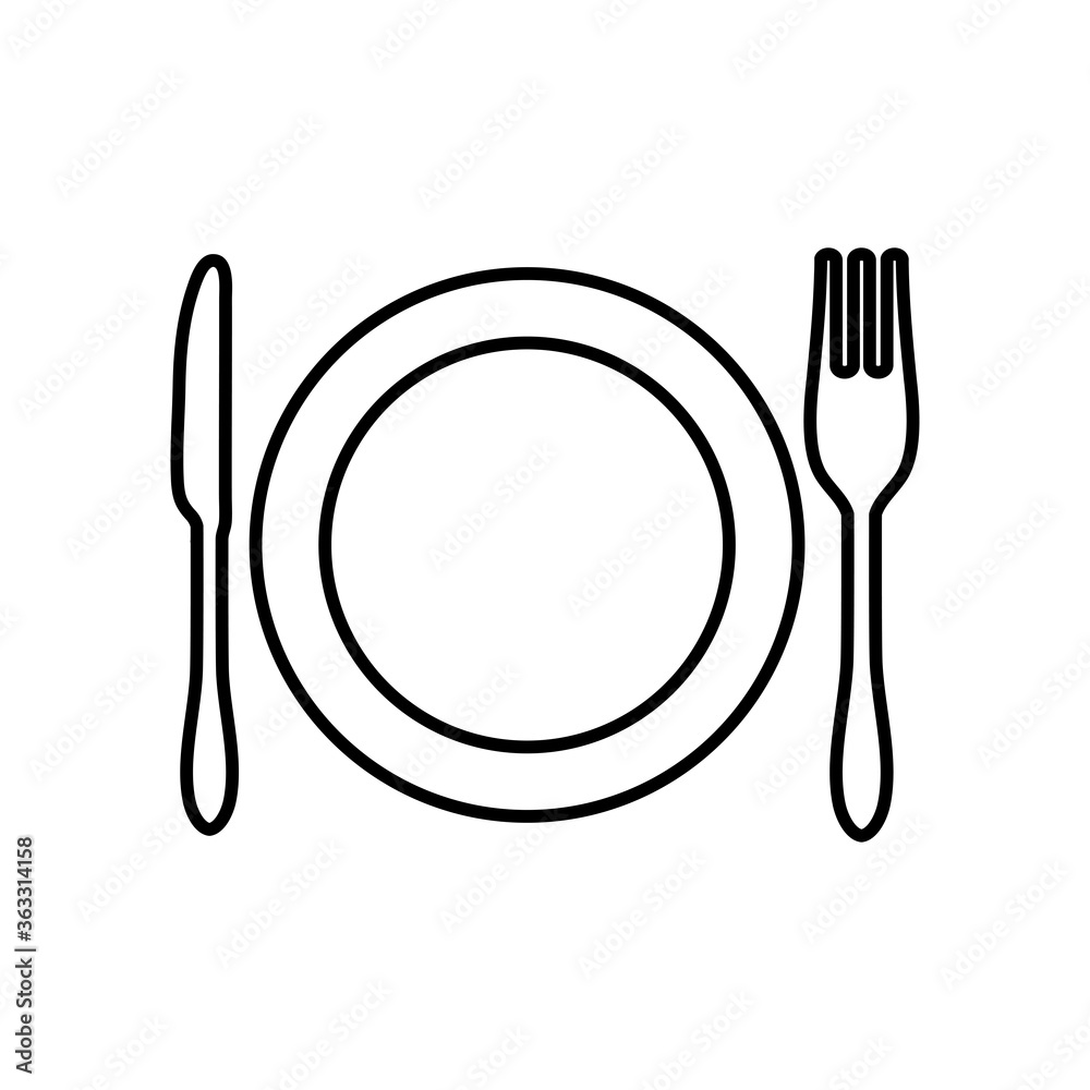dish and curtlery icon, line style dish and curtlery icon, line style