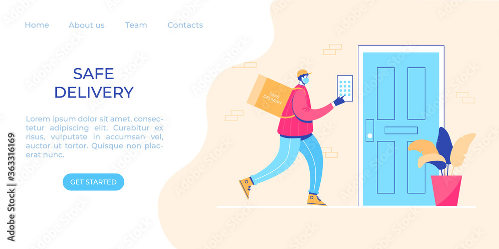Safe delivery concept. Vector illustration. Contactless delivery. Safe delivery concept. Vector illustration. Contactless delivery.