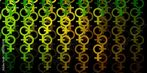 Light Green, Yellow vector texture with women's rights symbols.