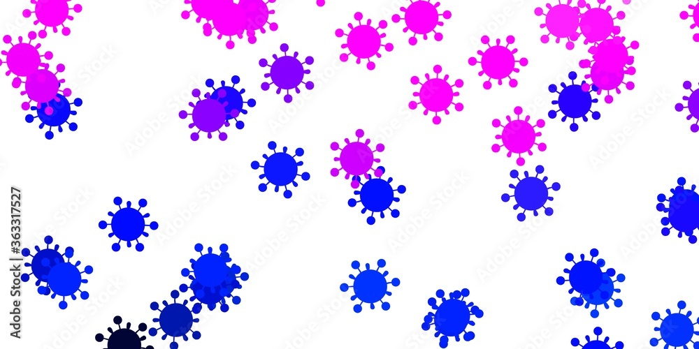 Light pink, blue vector template with flu signs. Light pink, blue vector template with flu signs.