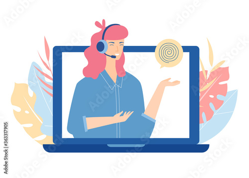 Online psychotherapy concept. Psychological counseling. Vector illustration.