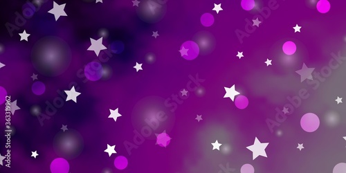 Light Pink vector layout with circles, stars. Abstract illustration with colorful shapes of circles, stars. Texture for window blinds, curtains.