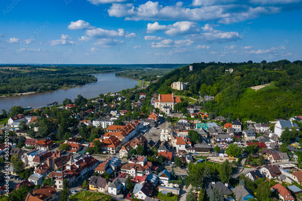 Kazimierz Dolny, Poland. Aerial view of Old Town. Kazimierz Dolny is a popular tourist destination in Poland. Bird's-eye view.