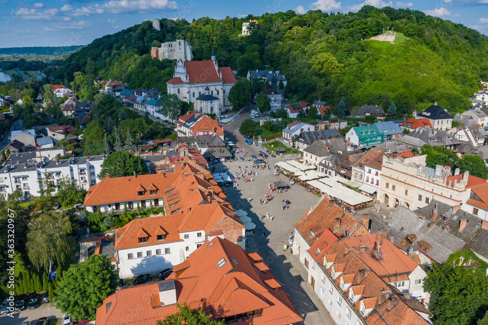 Kazimierz Dolny, Poland. Aerial view of Old Town. Kazimierz Dolny is a popular tourist destination in Poland. Bird's-eye view.