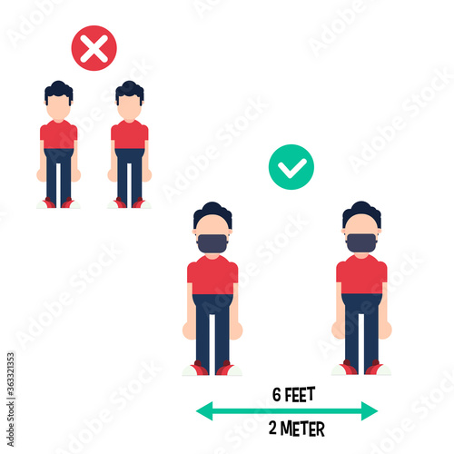 Social Distancing Keep Your Distance 1 m or 1 Metre Infographic Icon.