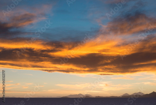 Fiery Sunset At Salar De Uyuni, Bolivia