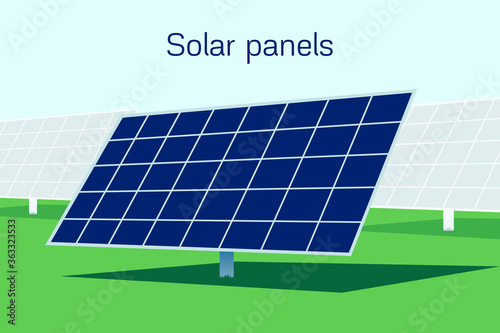 Solar panels vector illustration. Sun energy