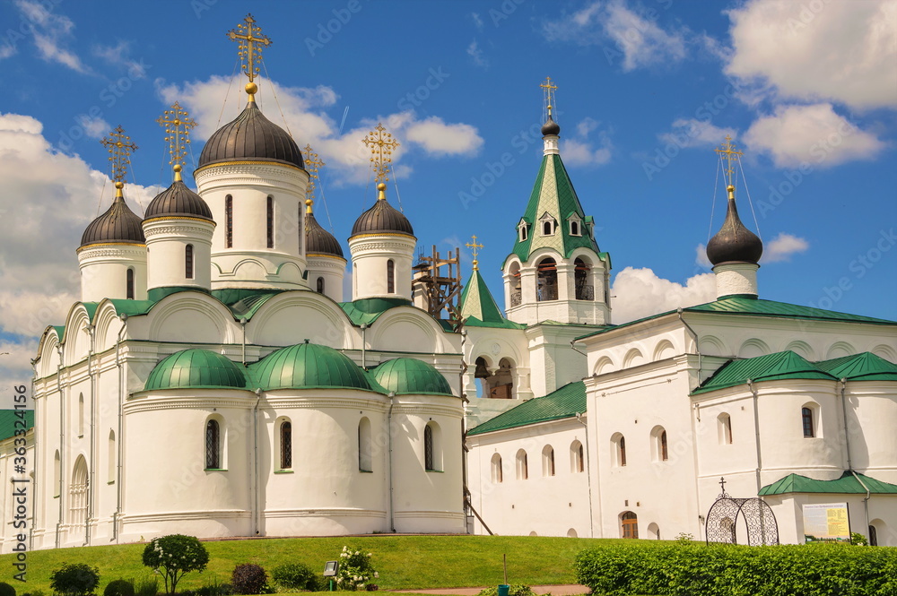 White cathedrals of  Transfiguration Monastery in Murom
