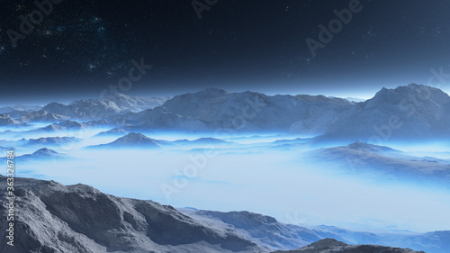 Alien moon landscape and great natural basins of liquid nitrogen