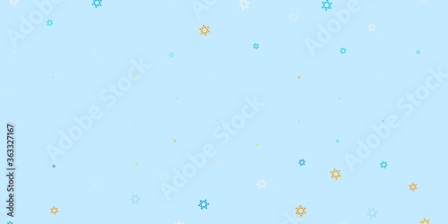 Light blue, yellow vector pattern with coronavirus elements.
