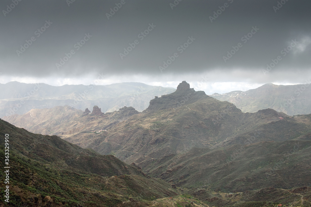 Cloudy alpine landscape in Gran Canaria, Canary Islands, Spain