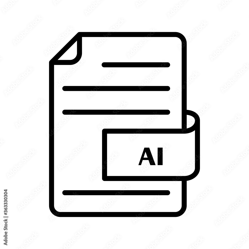 vector illustration icon of AI File Format Outline vector illustration icon of AI File Format Outline