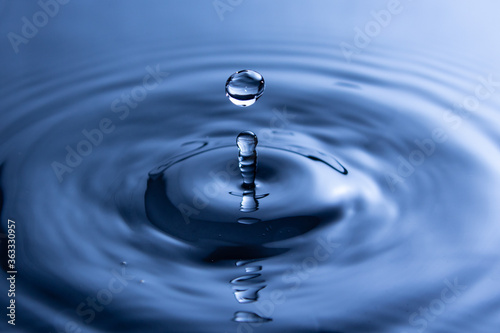 Drop of water is separated from the water from above, the water flows from top to bottom