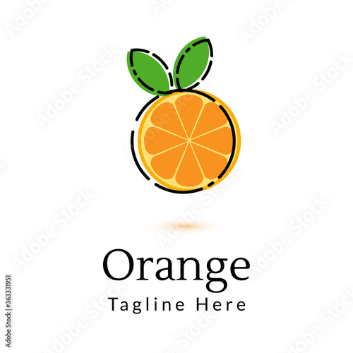 Orange Fruit Logo with leaf, icon design template element