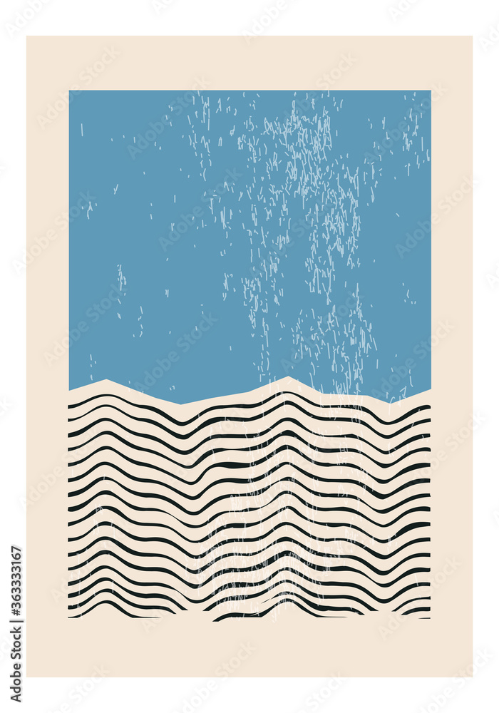 Fototapeta Minimal 20s geometric design poster, vector template with primitive shapes eleme