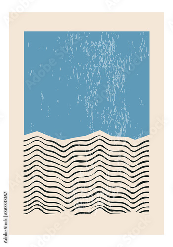 Fototapeta Minimal 20s geometric design poster, vector template with primitive shapes eleme