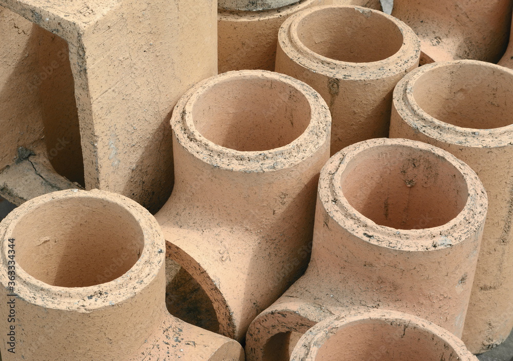 chamotte pipes for chimneys. modular chimney, close-up