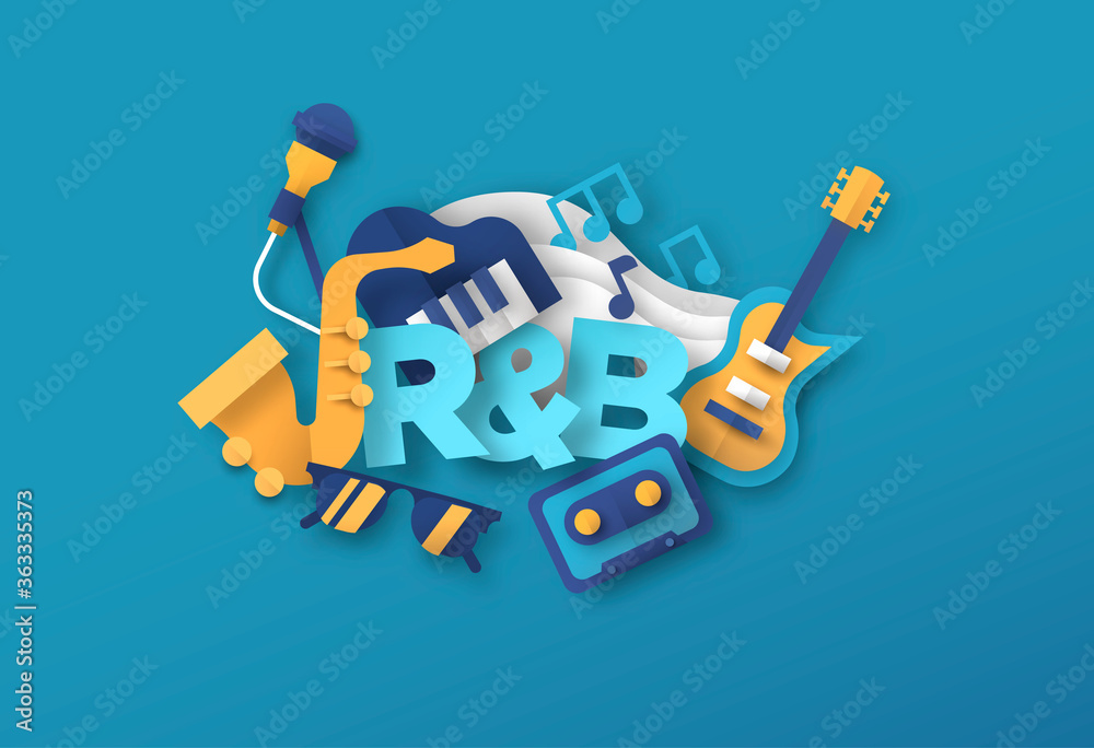 custom made wallpaper toronto digitalRhythm n Blues music papercut musical icon design