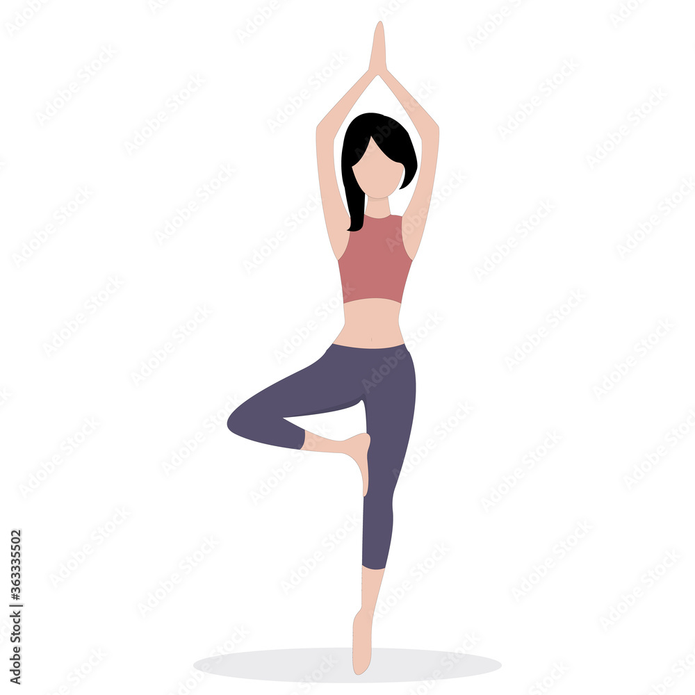 Tree Yoga Pose Vector Illustration