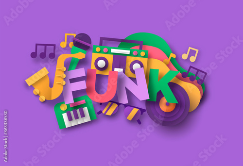 Funk afro music quote papercut musical icon