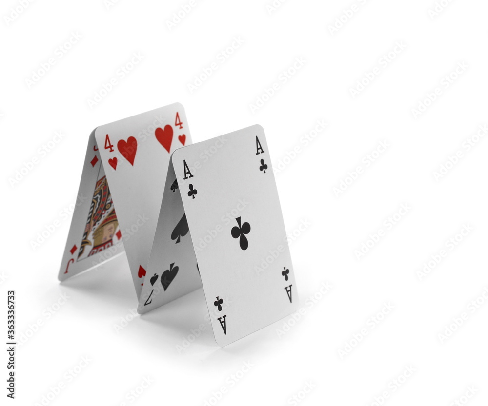 House of playing card isolated on white background. House of playing card isolated on white background.