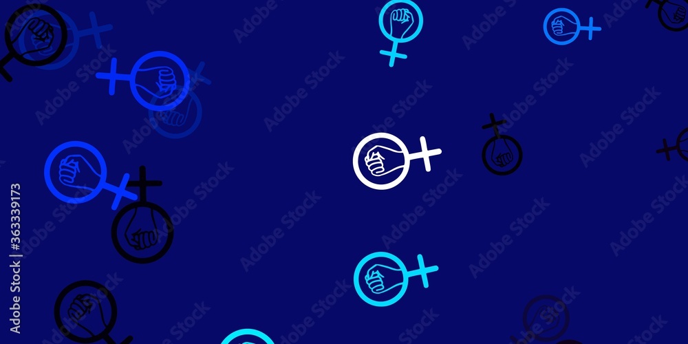 Light Pink, Blue vector backdrop with woman's power symbols. Light Pink, Blue vector backdrop with woman's power symbols.