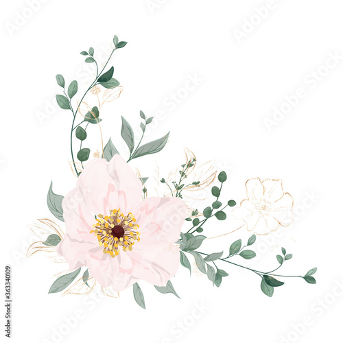 Beautiful bouquet with flowers  Rose. Watercolor. Vector illustration. EPS 10