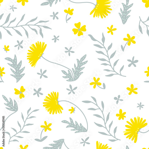 seamless floral pattern. yellow dandelions