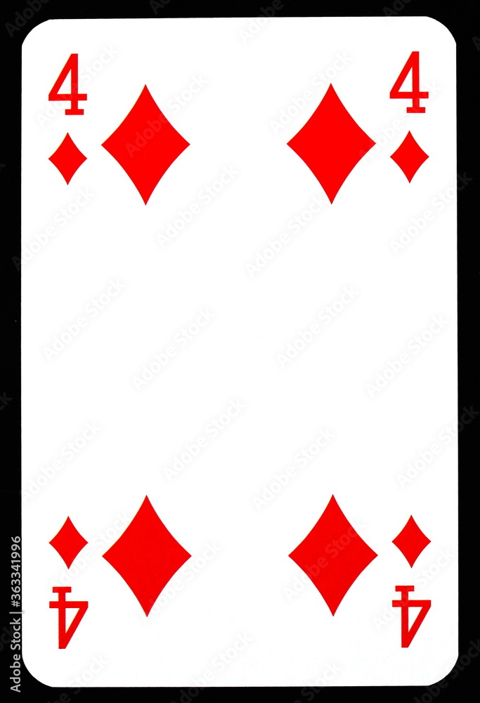 Four of diamonds playing card isolated on black. Four of diamonds playing card isolated on black.