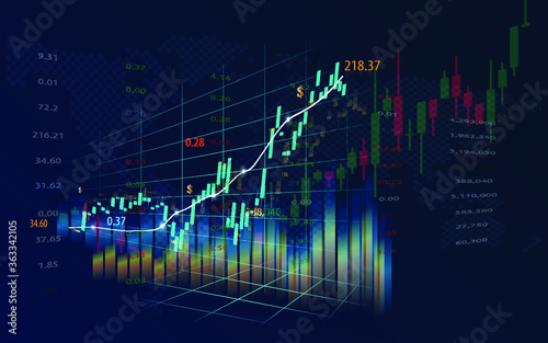 Stock market or forex trading graph in graphic concept, vector illustration