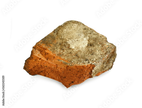 Old red brick isolated on white background