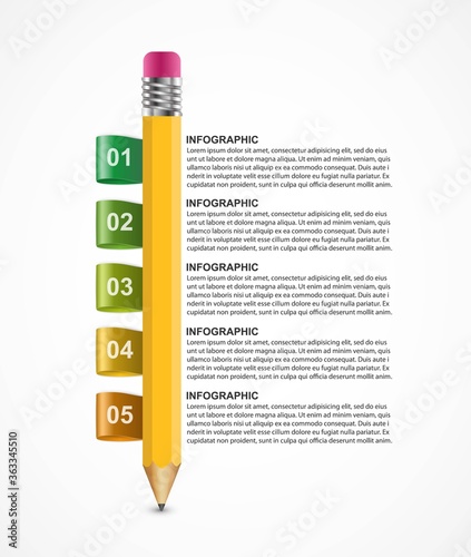 Infographics template with pencil. Can be used for education or business presentations, information banner.