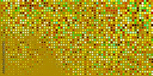 Light Green, Yellow vector background with spots. Glitter abstract illustration with colorful drops. Pattern for business ads.