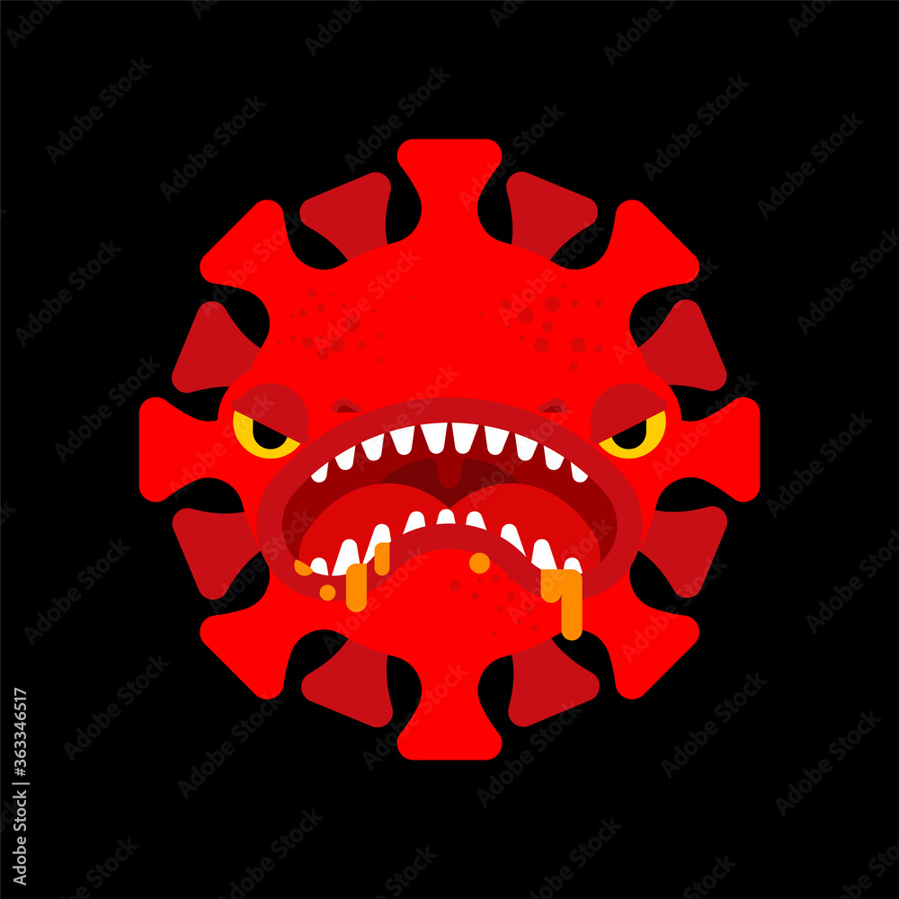 Coronavirus Monster isolated. Covid19 virus cartoon. Virus angry character pandemic Coronavirus Monster isolated. Covid19 virus cartoon. Virus angry character pandemic